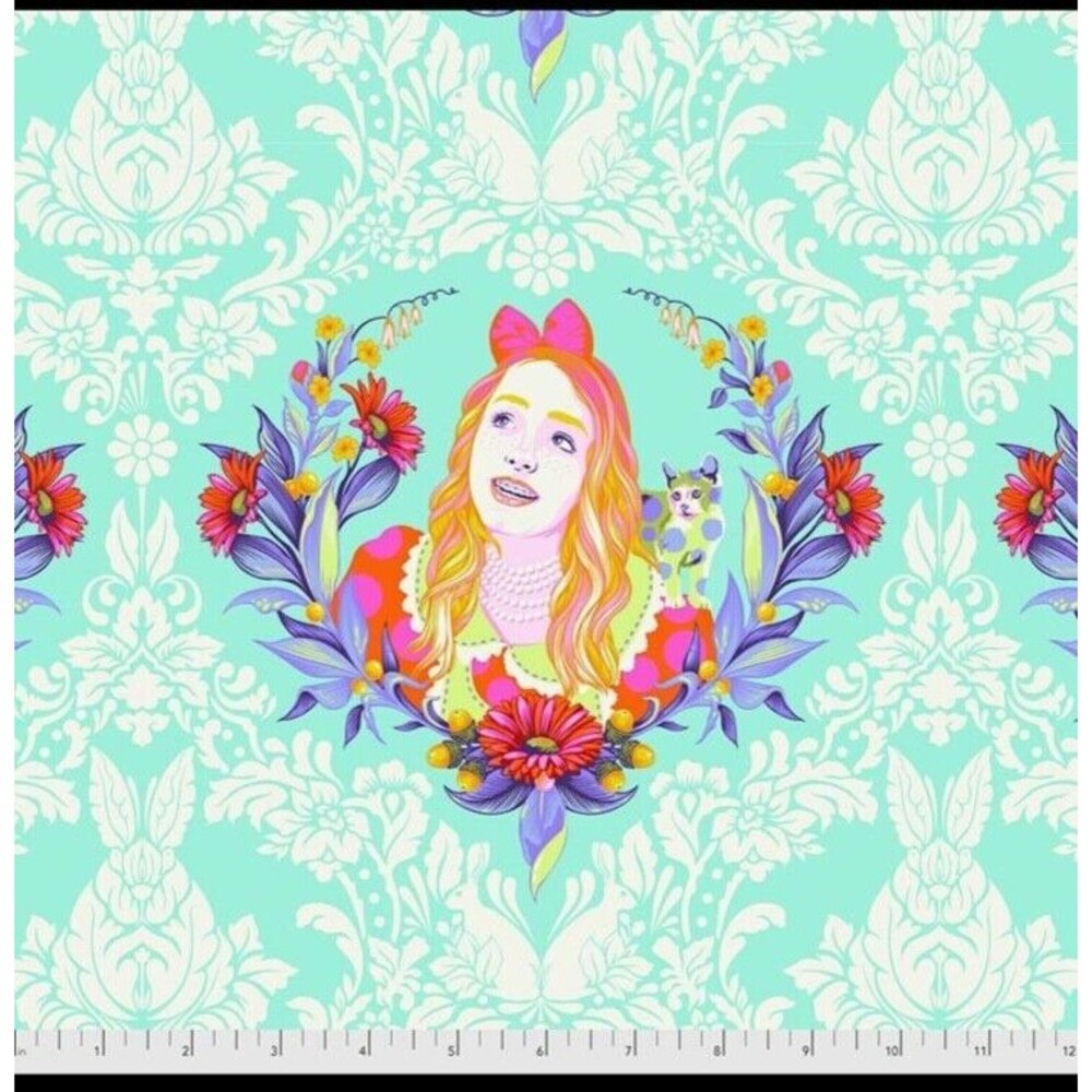 TULA PINK CURIOUSER & CURIOUSER ALICE IN WONDERLAND FABRIC 1 YARD